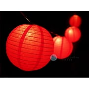 Angle View: Fantado 12" Valentine's Day Red Paper Lantern String Light COMBO Kit (21 FT, EXPANDABLE, White) by PaperLanternStore