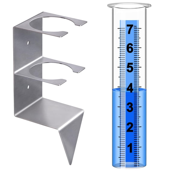 Neasyth Rain Gauge Outdoor, 7" Freeze Proof Plastic Large Gauge with Stainless Steel Holder for Yard Garden Lawn Farm