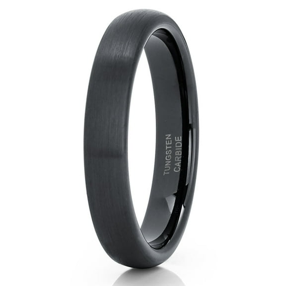 4mm Black Tungsten Wedding Band 4mm Tungsten Carbide Ring Anniversary Ring Men & Women Comfort Fit Ring