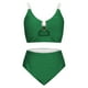 thumbnail image 3 of Conjunto de Bikini de Cintura Súper Alta para Mujeres con Cuello en V con Textura Ruched 2025 Traje de Baño de Playa de Verano, 3 of 7