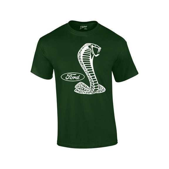 Ford Mustang Cobra White Silhouette Ford Motors Classic Ford Logo Racing Performance Race Hotrod Antique Muscle Car Tee-Forest-4Xl