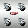 thumbnail image 2 of 3 Inch SS Hard Rubber Wheel Swivel Bolt Hole Caster Set with Brake SCC, 2 of 2