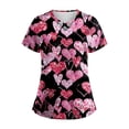 thumbnail image 2 of Scrubs for Women Love Heart Printed V-Neck Breathable Workwear Shirt Short Sleeve Professionals Soft Stretch Valentine's Day T-Shirts with Pockets pink Small, 2 of 4