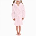 thumbnail image 4 of NOLDARES Hooded Herringbone Boy's And Girl's,Fleece Soft Spa Kimono Long Robe, Kids Comfy Sleepwear Bathrobe(H339-Light Pink), 4 of 9