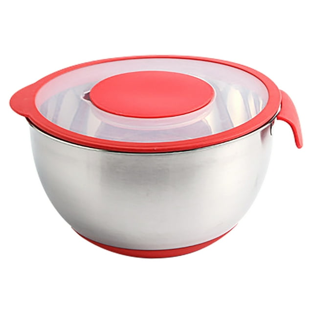 Mixing Bowl Stainless Steel Salad Bowls Airtight Lid with Removable Centre Nesting Bowls with Handle Scale Kitchen Prep Bowl Salad Bowl for Cooking Baking Food Storage