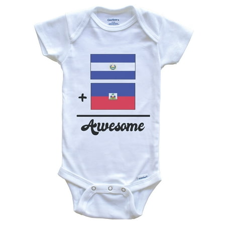 

El Salvador Plus Haiti Equals Awesome Cute Salvadorian Haitian Flags One Piece Baby Bodysuit