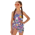 thumbnail image 2 of Xoenoiee Tropical Toucan Hibiscus Palm Leaf Print Girls Swimsuit One Piece Bathing Suit with Cover Up Skirt, Summer Adjustable Straps Padded Swimwear, Set of 2, Size 17-18 Years, 2 of 7