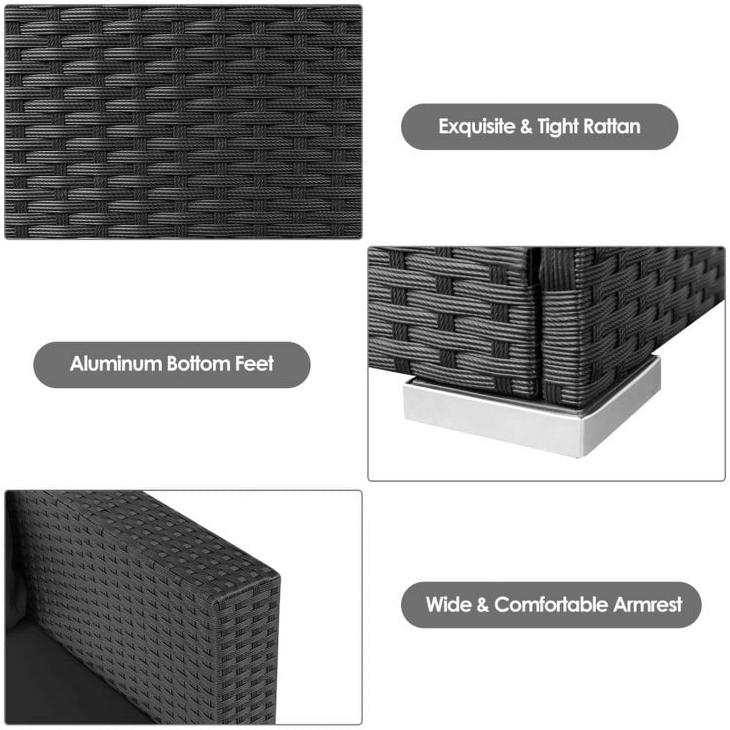 Aimee Lii 3 Pieces Patio Wicker Conversation Set with Cushion, Modern Patio Furniture, Black Aimee Lii 3 Pieces Patio Wicker Conversation Set with Cushion, Modern Patio Furniture, Black