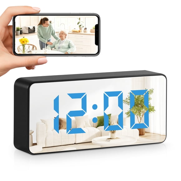 Reloj Digital con Cámara de Seguridad WiFi 1080P HD, Visión Nocturna, Detección de Movimiento, Cámara Oculta para Hogar y Mascotas
