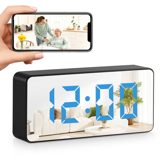 Reloj Digital con Cámara de Seguridad WiFi 1080P HD, Visión Nocturna, Detección de Movimiento, Cámara Oculta para Hogar y Mascotas