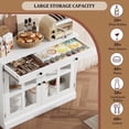 thumbnail image 5 of TROPOW 35.4 in Sideboard Buffet Cabinets with Glass Door, Buffet Cabinet with Storage, White&Brown Sideboard Cabinet with Drawer, Modern Buffets & Sideboards for Dining Room, Kitchen, 5 of 9