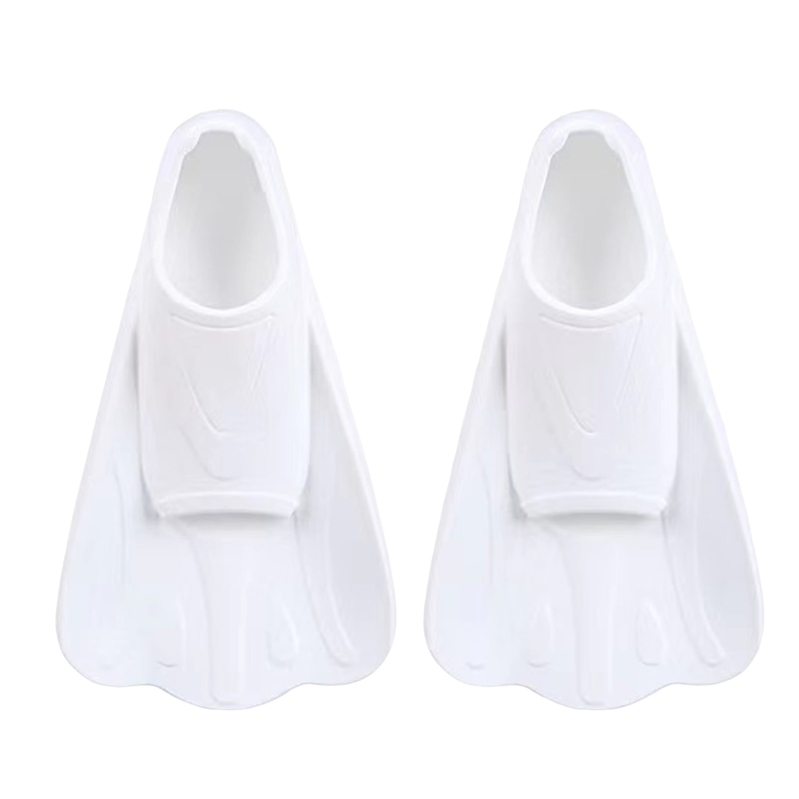 Opolski 1 Pair Swim Fins Comfortable Non-slip Ergonomics Professional Auxiliary Training Silicone Short Swimming Training Flippers Water Sports White