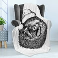 thumbnail image 4 of Hedgehog Soft Flannel Fleece Throw Blanket, Monochrome Hedgehog with Winter Attire Funny Hat Animal Fauna Image Print, Cozy Plush for Indoor and Outdoor Use, 70" x 90", Black White, by Ambesonne, 4 of 5