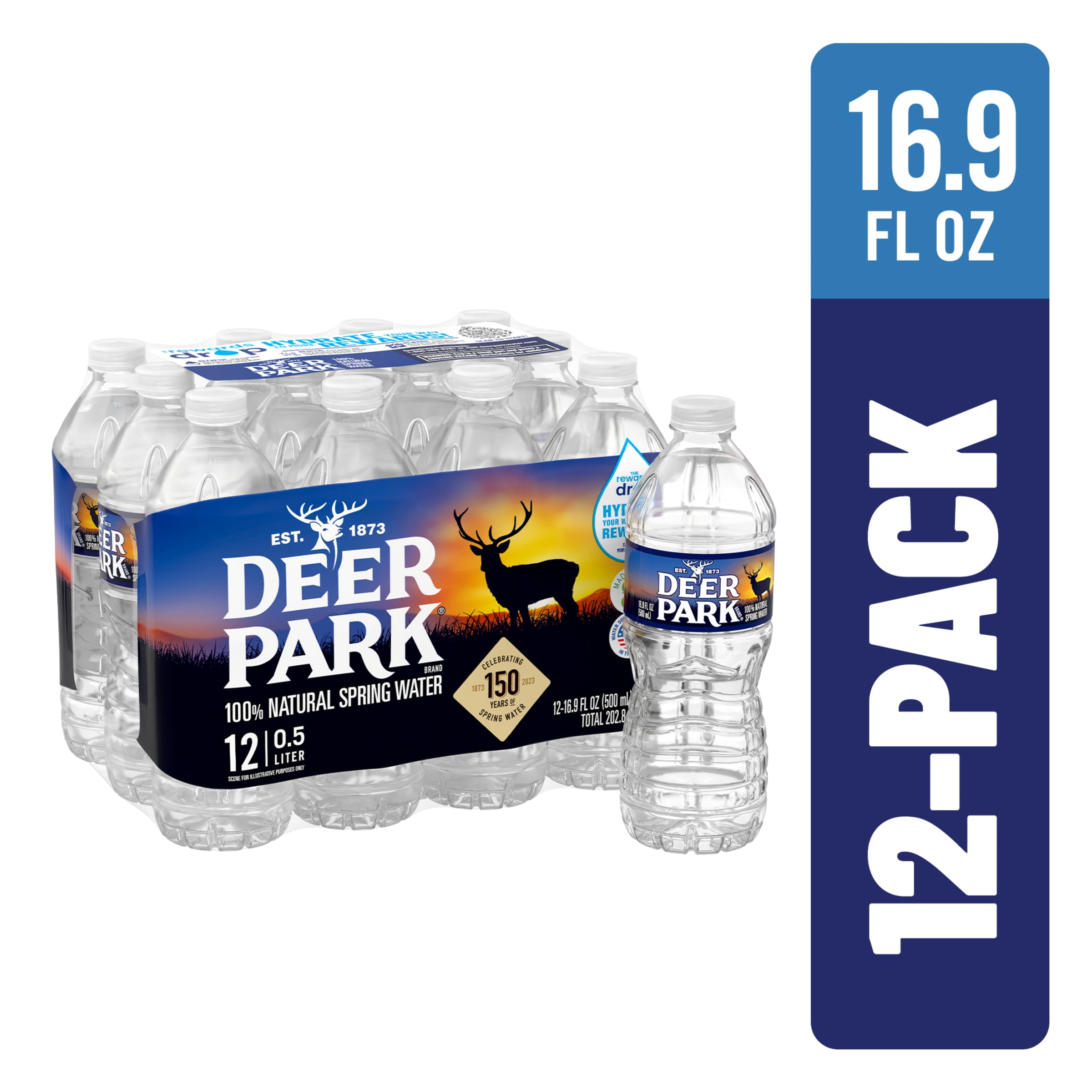 DEER PARK Brand 100% Natural Spring Water, 16.9-ounce plastic bottles (Pack of 12)