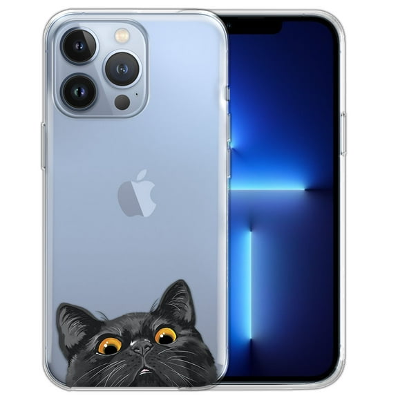 WIRESTER Soft TPU Clear Case Slim Protective Cover for Apple iPhone 13 Pro Max 6.7" 2021, Animal Black Bombay Kitten Cat