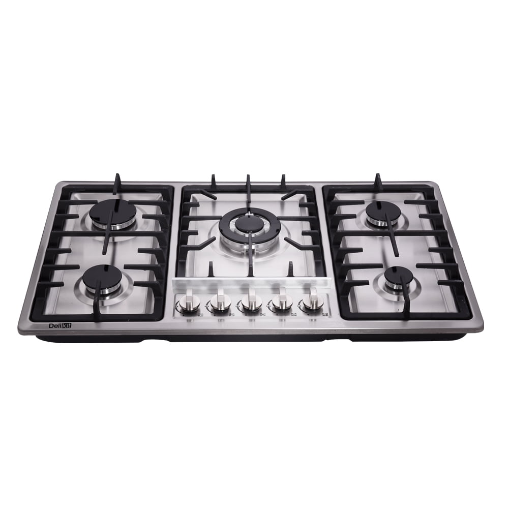 Delikit 34 inch Gas Cooktop NG/LPG Sealed 5 Burners Gas Stovetop Drop