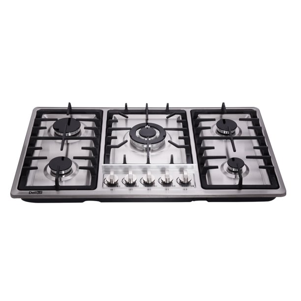 Delikit 34 inch Gas Cooktop NG/LPG Sealed 5 Burners Gas Stovetop Drop