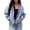Light Blue, variant on Women Vintage Washed Hooded Zip Jacket, Oversized Long Sleeve Elastic Hem Loose Casual Street Outerwear(Navy,L)