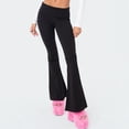 thumbnail image 4 of Ladies Basic Pants Slim Fit Solid Color Y2K Style Vacation Outfit (Black S), 4 of 7