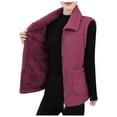 thumbnail image 2 of Fanxing Womens Polar Fleece Vests Winter Warm Fuzzy Sleeveless Zip Up Jackets Lapel Warm Sherpa Outwear with Pocket Purple L, 2 of 5