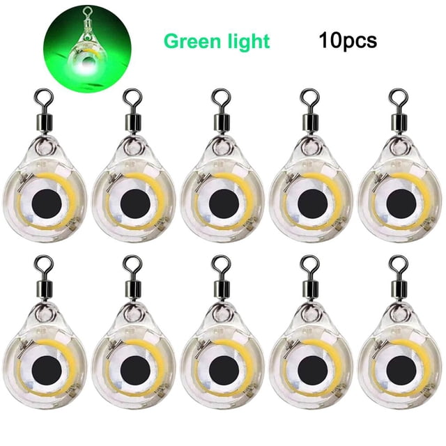 3Uds. Señuelo Led Iluminado Mini Alimentado Por Batería Para Agua De Mar Agua Dulce Verde 10 Piezas