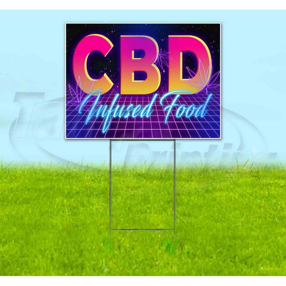 Cbd Infused Food (18" x 24") Yard Sign, Includes Metal Step Stake