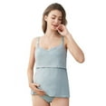 thumbnail image 2 of Xmarks Women's Ribbed Maternity Camisole Nursing Tank Top V-Neck Breastfeeding Shirt Double Layer Pregnancy Blouse, 2 of 9