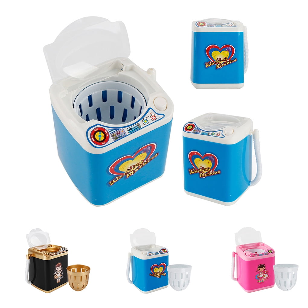 Qingge Electric Washing Machine Toy for Kids Simulation Drum Washer Makeup Brush Cleaner with Accessories for Toddlers Girls Boys