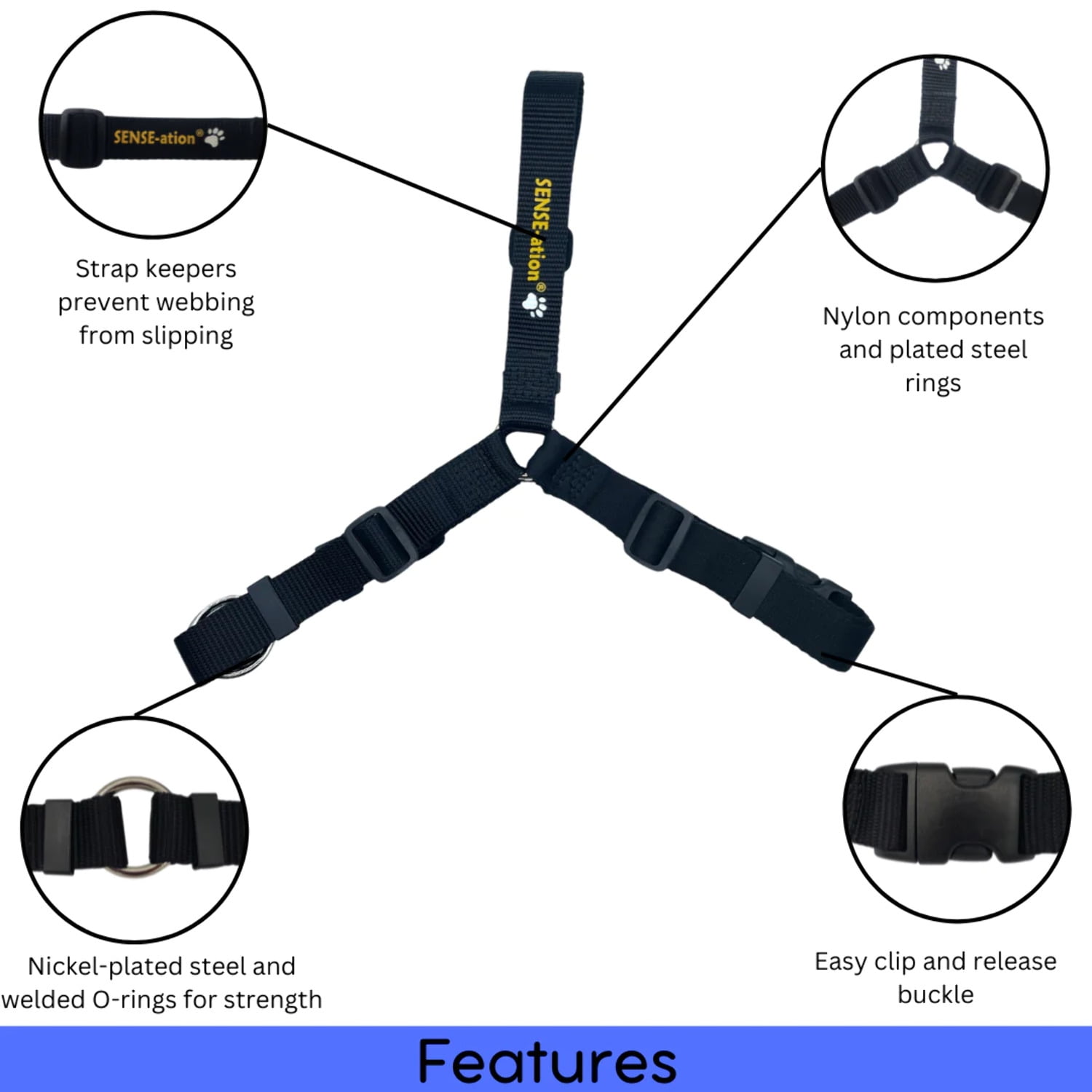 SENSE-ation® No-Pull Dog Training Harness Large 1" Red
