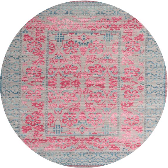Ahgly Company Indoor Round Traditional Purple Pink Persian Area Rugs, 4' Round
