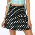 thumbnail image 4 of Idoravan Women's Basic Versatile Skirt Clearance Women High Waist Dot Print Mini Skirt Elasticity Waist A-Line Short Skirt, 4 of 9