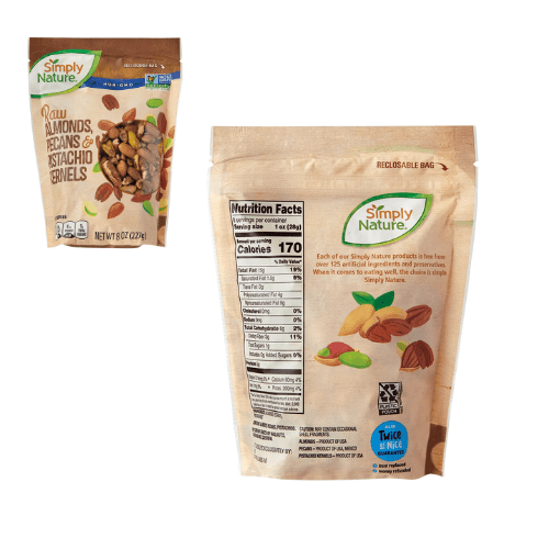 Simply Nature Mixed Cashews, Walnuts ,Macadamia Nuts Nuts and Almonds, Pecans, Pistachio Kernels 2-Pack 8 oz