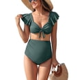 thumbnail image 1 of Ruffled V Neck Bikini Sets for Maternity Tie Back Two Piece Bath Suit Pregnancy Swimsuit, 1 of 5