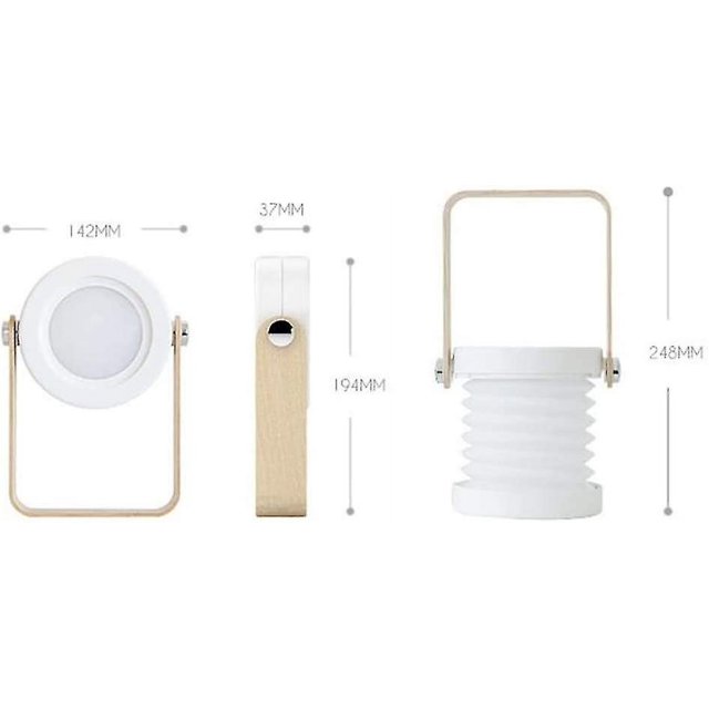 Linterna portátil con mango de madera creativa, lámpara de escritorio Led plegable telescópica, luz nocturna de carga para lectura