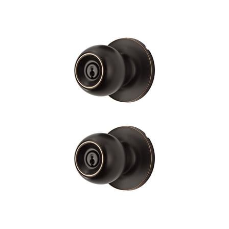 Hyper Tough Two Keyed Entry Ball Locking Doorknobs Oil Rubbed Bronze Finish Twin Pack
