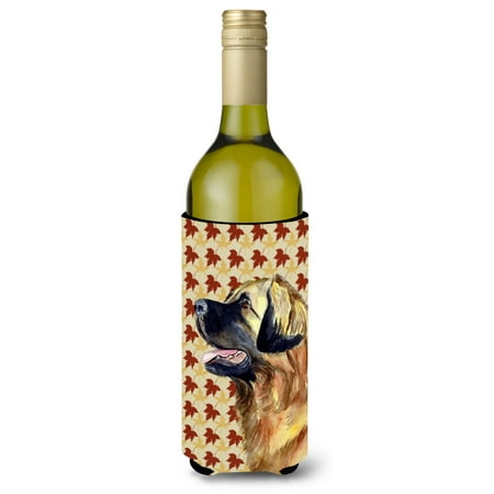 

Caroline s Treasures LH9123LITERK Leonberger Fall Leaves Portrait Wine Bottle Hugger Wine Bottle multicolor