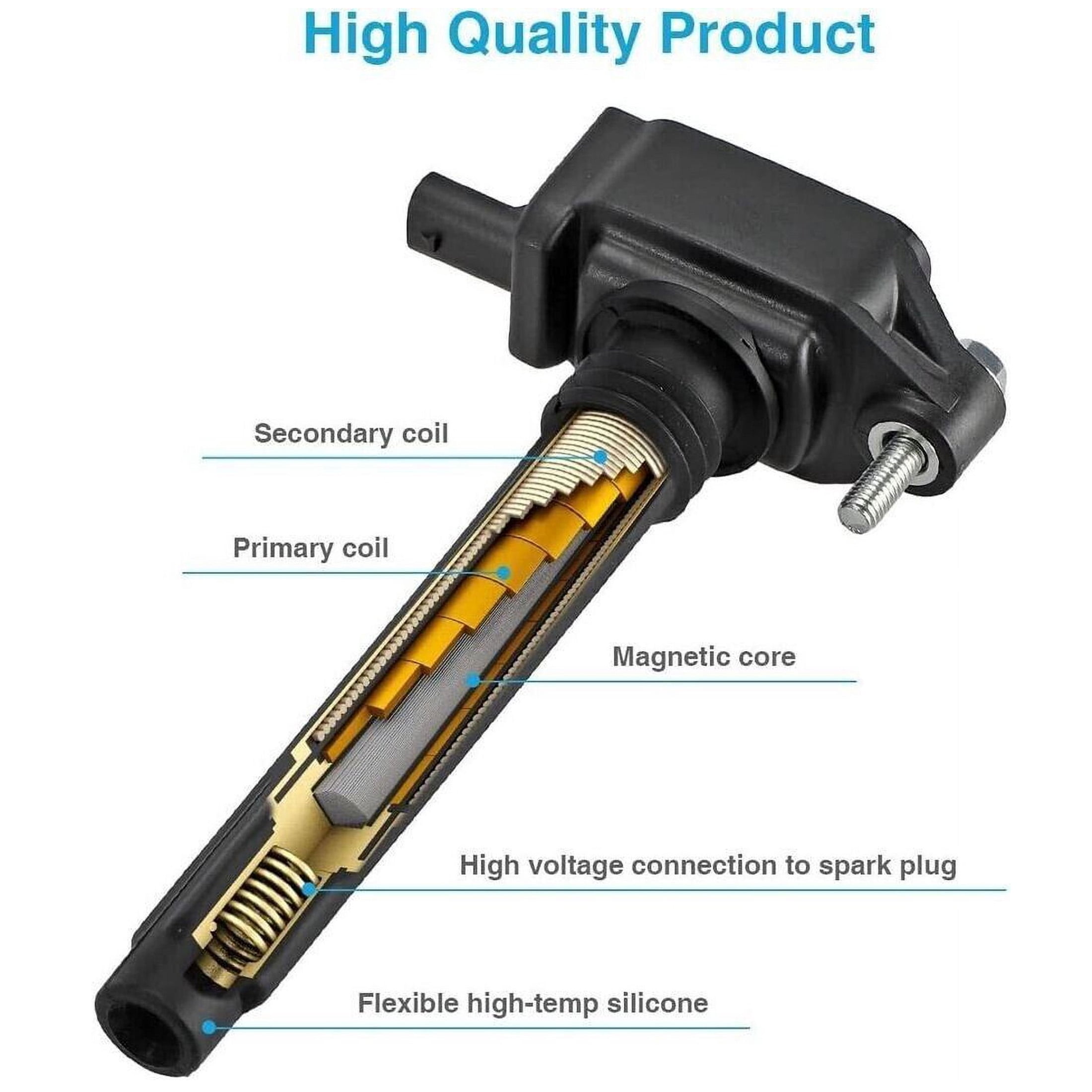 Carbole Ignition Coil and Platinum Spark Plug Set, 6 Pack, High Energy Output, Compatible with Chrysler Dodge Jeep Ram 3.6L V6 UF648