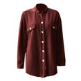 thumbnail image 3 of Womens Waffle Knit Shacket Boyfriend Shirt Jacket Button Down Blouse Loose Fit Long Sleeve Tops, 3 of 5