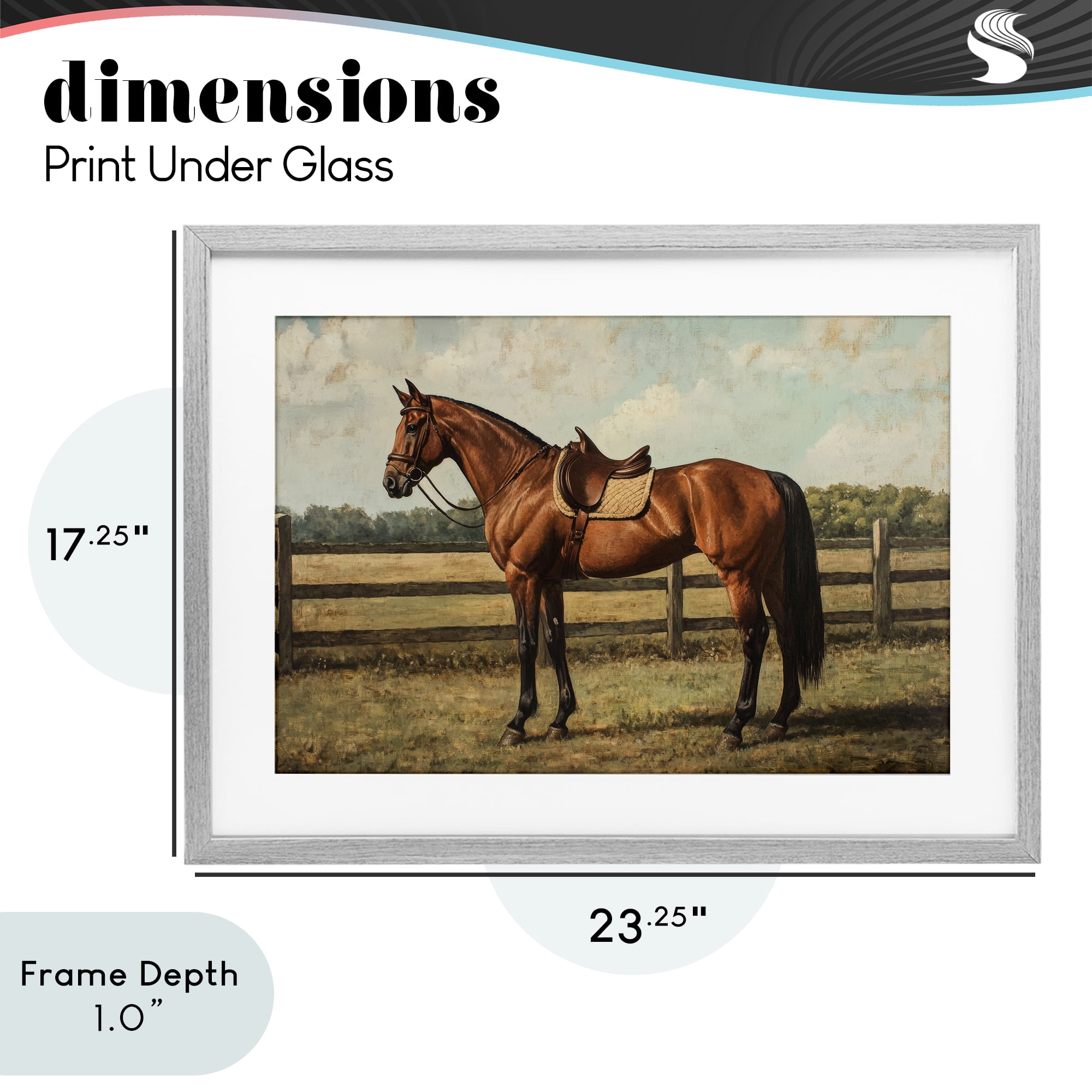Stupell Industries Chocolate Stag Saddled in Pasture Gray Framed Print Under Glass, design by Petal Prints Design