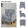 thumbnail image 6 of DREAMSIDEA Wingback Accent Chair with Nailhead Trim & Retro Wood Legs, Floral Pattern Arm Chair for Living Room-Navy, 6 of 6