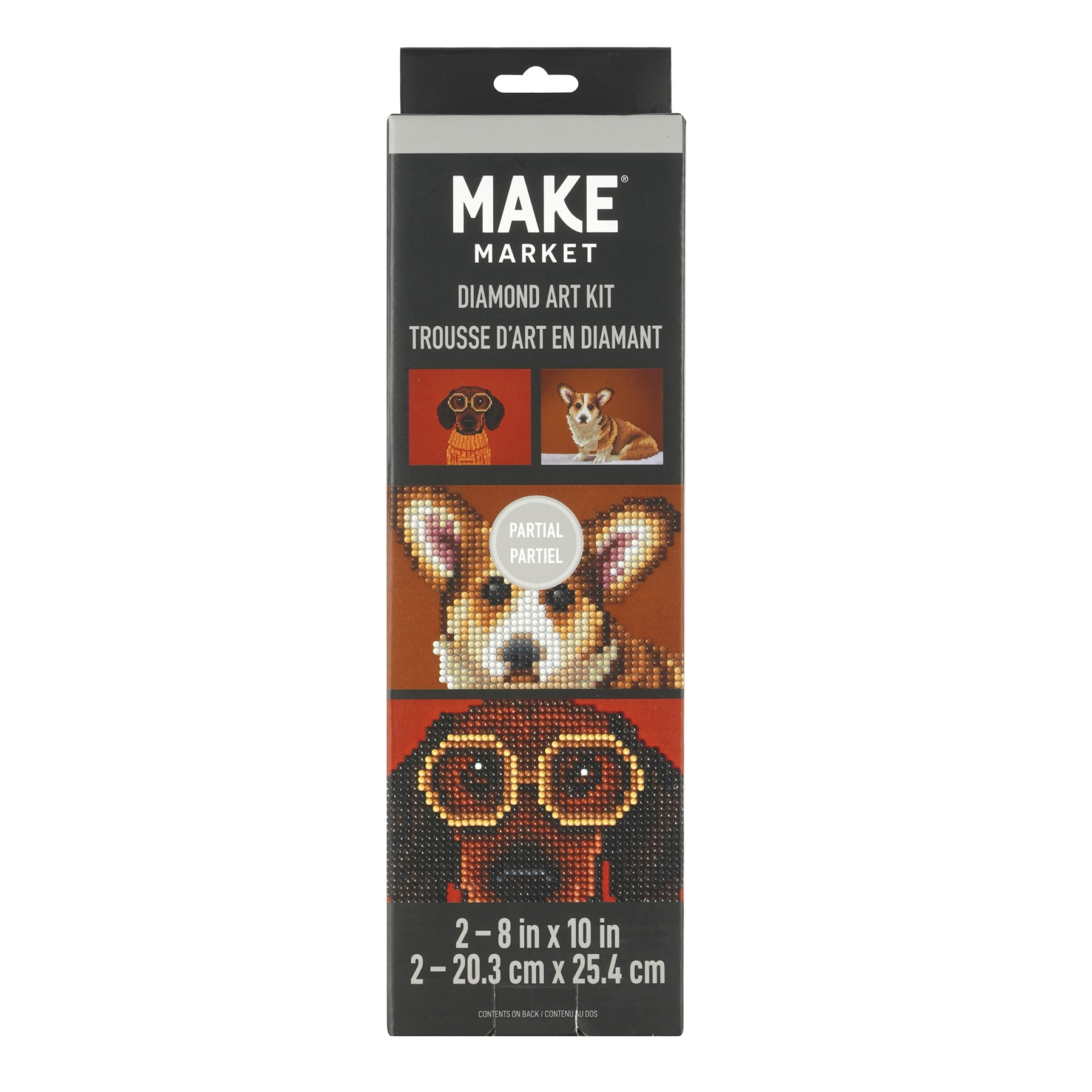 Dog Paintings Diamond Art Kit by Make Market – Full Drill with Gems & Tools - 8" x 10" Canvas - 6 Pack
