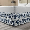 thumbnail image 1 of Hawaii Bed Skirt, Monochrome Foliage Bouquet Abstract Art the Flower of Aloha State Hibiscus, Elastic Bedskirt Dust Ruffle Wrap Around for Bedding Decor, 4 Sizes, Navy Blue White, by Ambesonne, 1 of 2