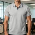 thumbnail image 2 of Men Polos Shirt Short Sleeve V Neck Lapel Vintage T Shirts Causal Loose Fashion Breathable Golf Tees (XL, Gray), 2 of 8