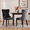 Black-Gray, variant on EHANCIS Modern Tufted PU Leather & Velvet Upholstered Dining Chairs, Set of 2, Kitchen Side Chairs with Nailhead Trim & Solid Wood Legs, White/Black