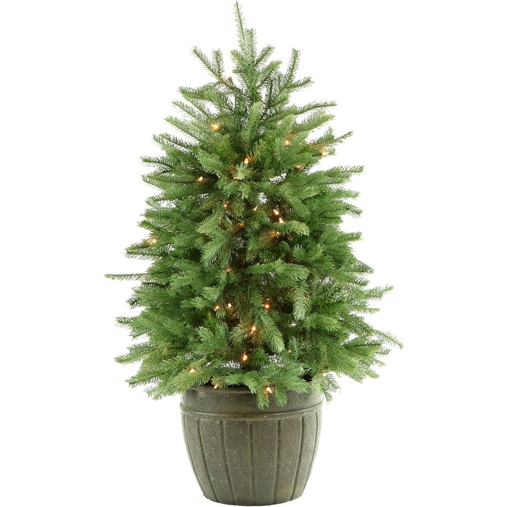 Fraser Hill Farm 4Ft. Artificial Potted Pine Tree with Clear Lights