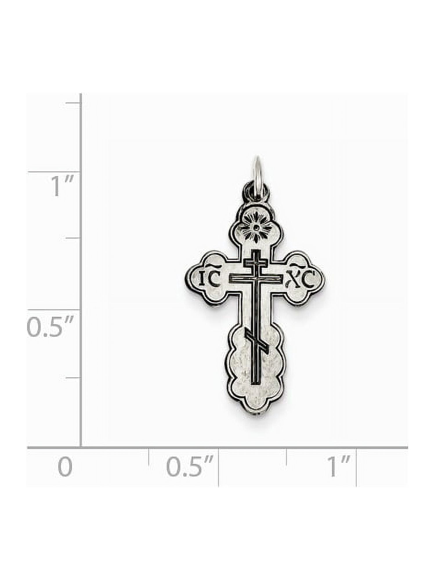 Sterling Silver Antiqued Eastern Orthodox Cross Charm