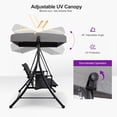 thumbnail image 6 of PURPLE LEAF Porch Swing with Adjustable Tilt Canopy 2-Seat Patio Swing with Stand and Meatl Steel Frame All-Weather Outdoor Swing Chair Seat for Backyard Garden Deck Balcony, Grey, 6 of 9