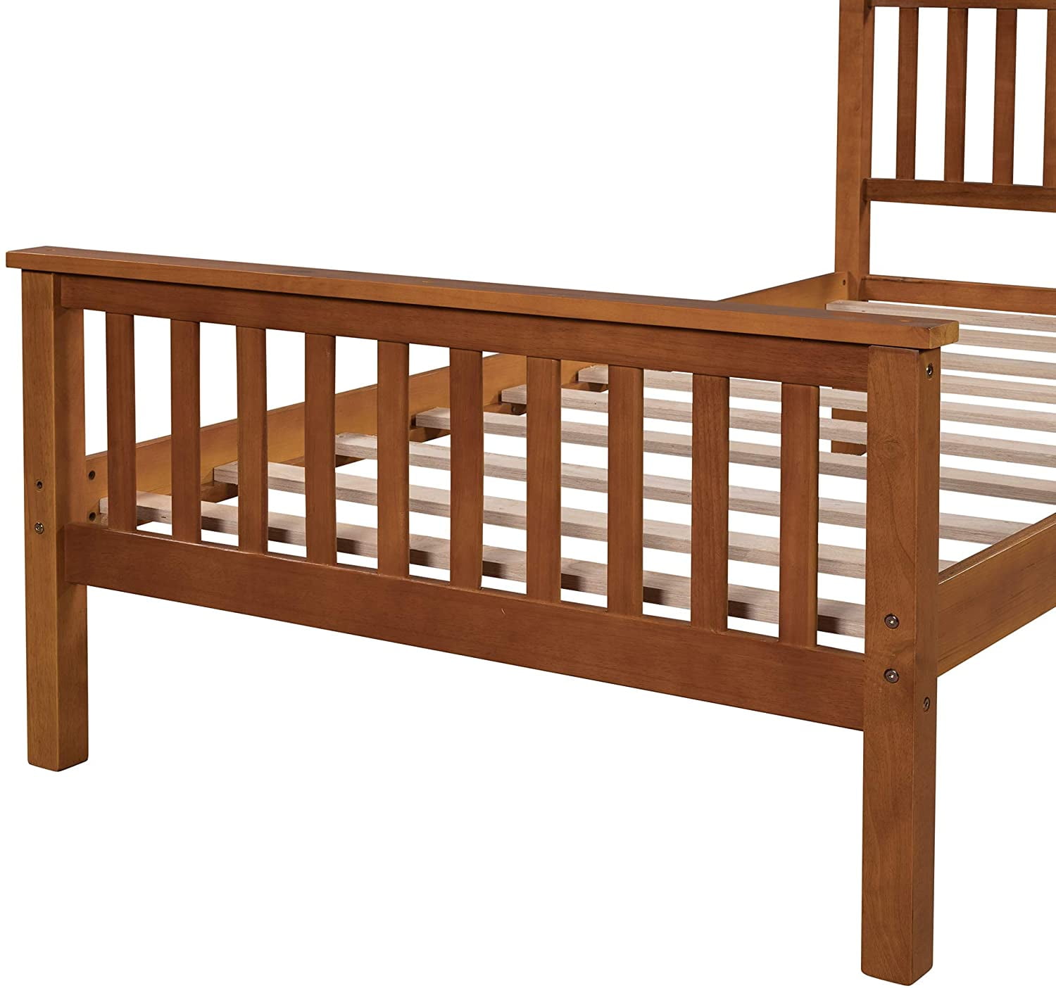 Harper & Bright Designs Twin Bed Frame Wood Platform Twin Bed No Box Spring Required, Oak