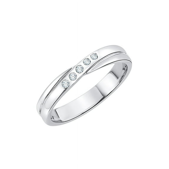 5 Diamond Wedding Band in Sterling Silver (1/20 cttw) (I-Color, SI3-I1 Clarity) (Size-9.5)