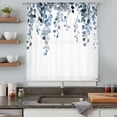 thumbnail image 5 of Blue Eucalyptus Leaves Sheer Curtains 54 Inches Long, Summer Farmhouse Botanical Light Filering Curtains, Breathable Simi Curtain Privacy Drapes for Kitchen Bathroom Nursery Small Window Treatment, 5 of 9
